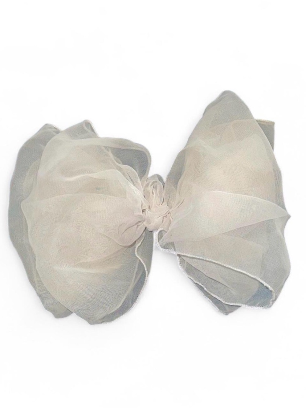 Sheer Organza Bow Hair Clip in Light Beige - Women's Accessory White Bridal